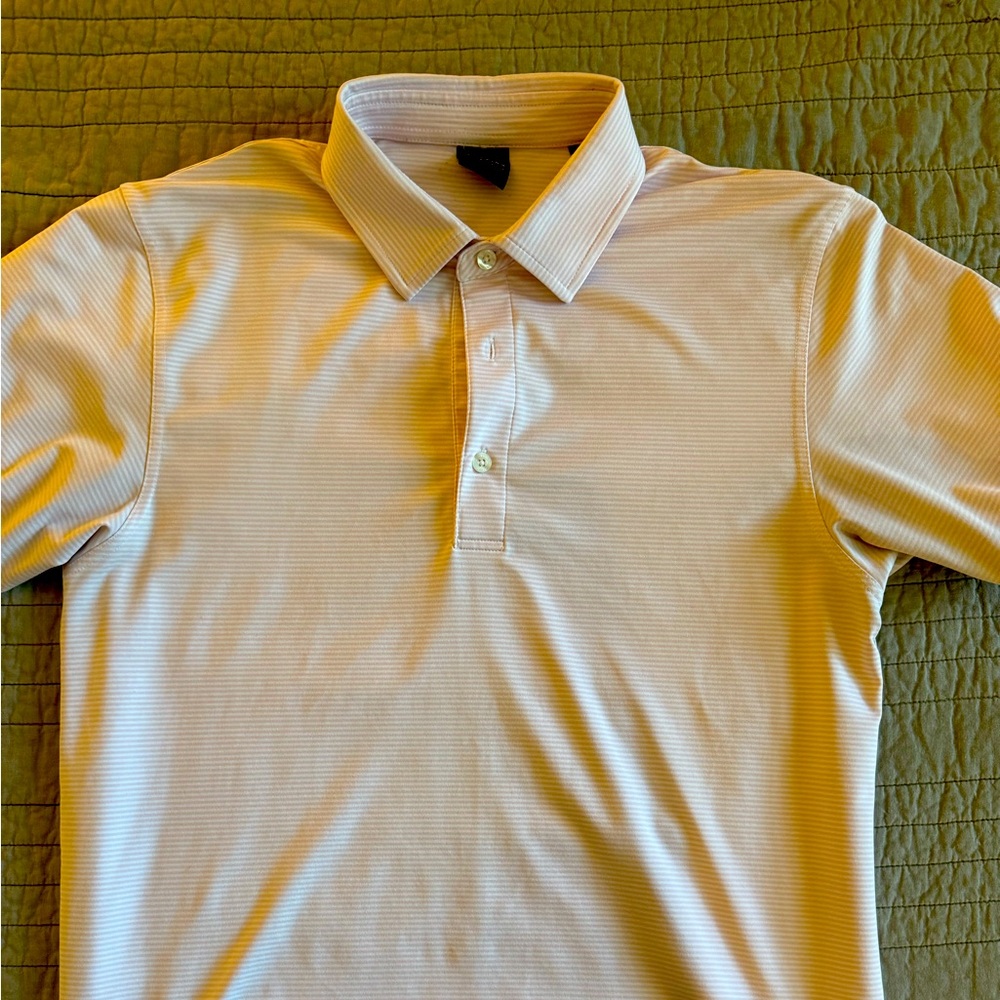 Dunning pink and white striped polo